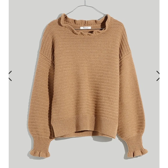 Madewell Sweaters - Madewell puff sleeve sweater with ruffle detail, size XL